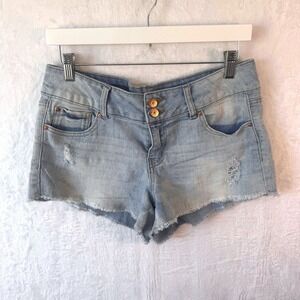 Refuge Denim Micro Shorts Distressed Cut Off Size 8 Light Wash Women